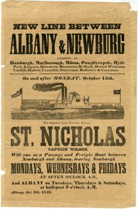 Nieuwe Lijn Tussen Albany & Newburg... De Superieure Laagdruk Stoomboot St. Nicholas door American School